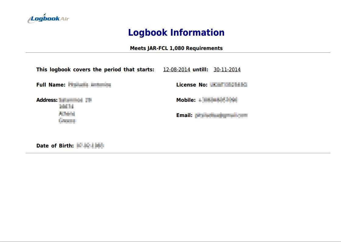 JAR-FCL pilot information intro page